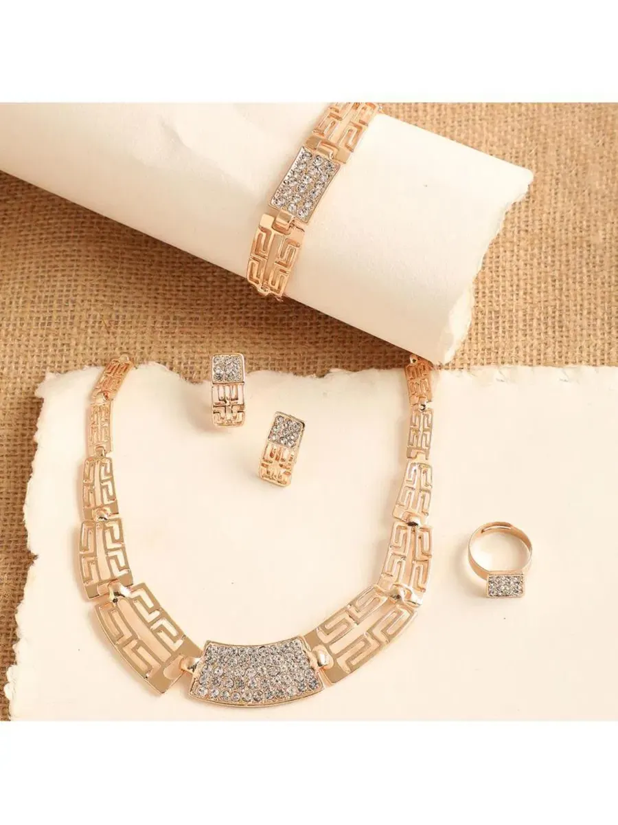 Ювелирный набор с камнями Gold Plated Stones Jewellery Set SOHI — изображение 2 из 9, оттенок золото