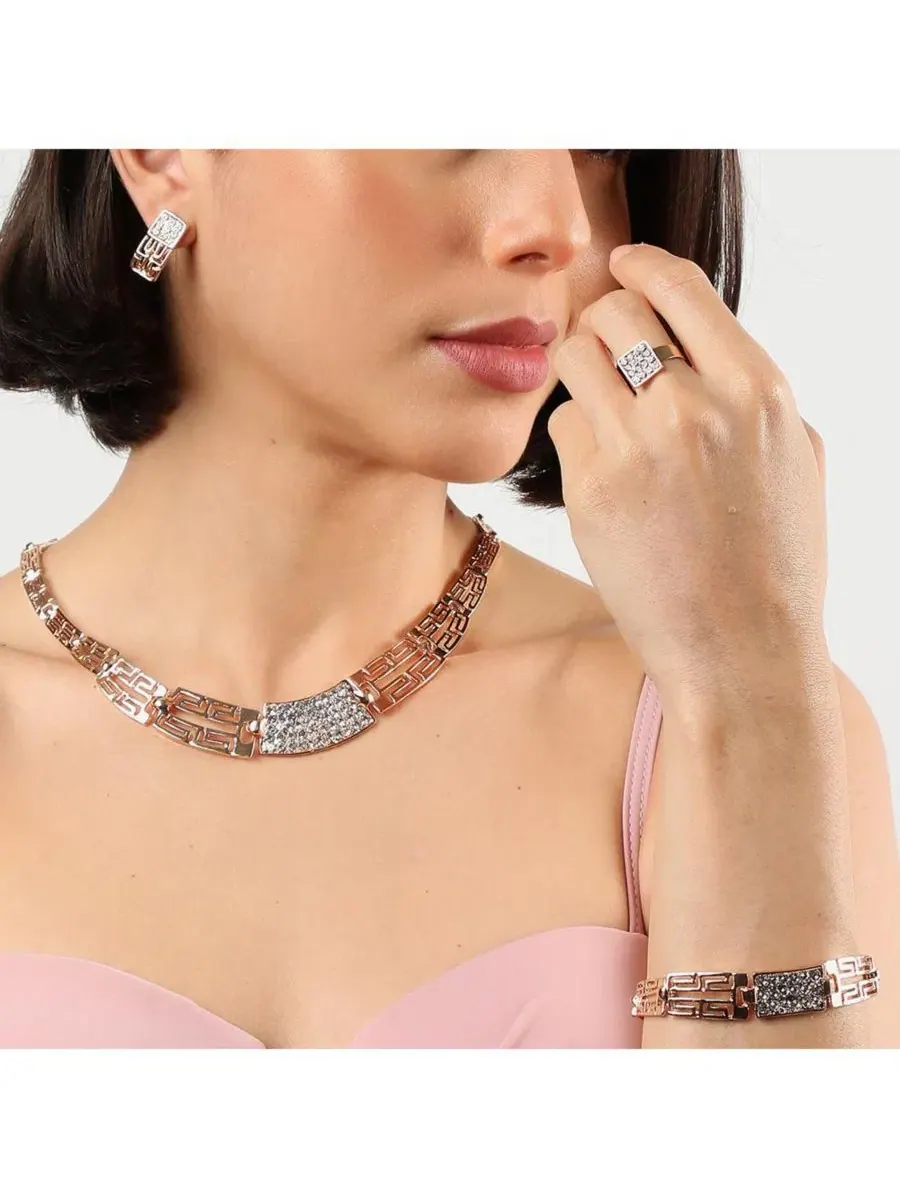 Ювелирный набор с камнями Gold Plated Stones Jewellery Set SOHI — изображение 3 из 9, оттенок золото