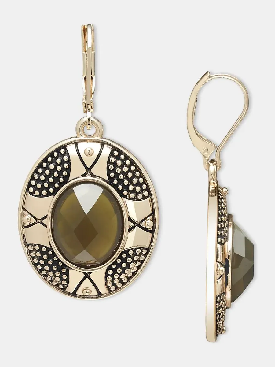 Серьги-капли из зеленого камня Green Jewel Drop Style & Co — изображение 2 из 3, оттенок зеленый/оливковый