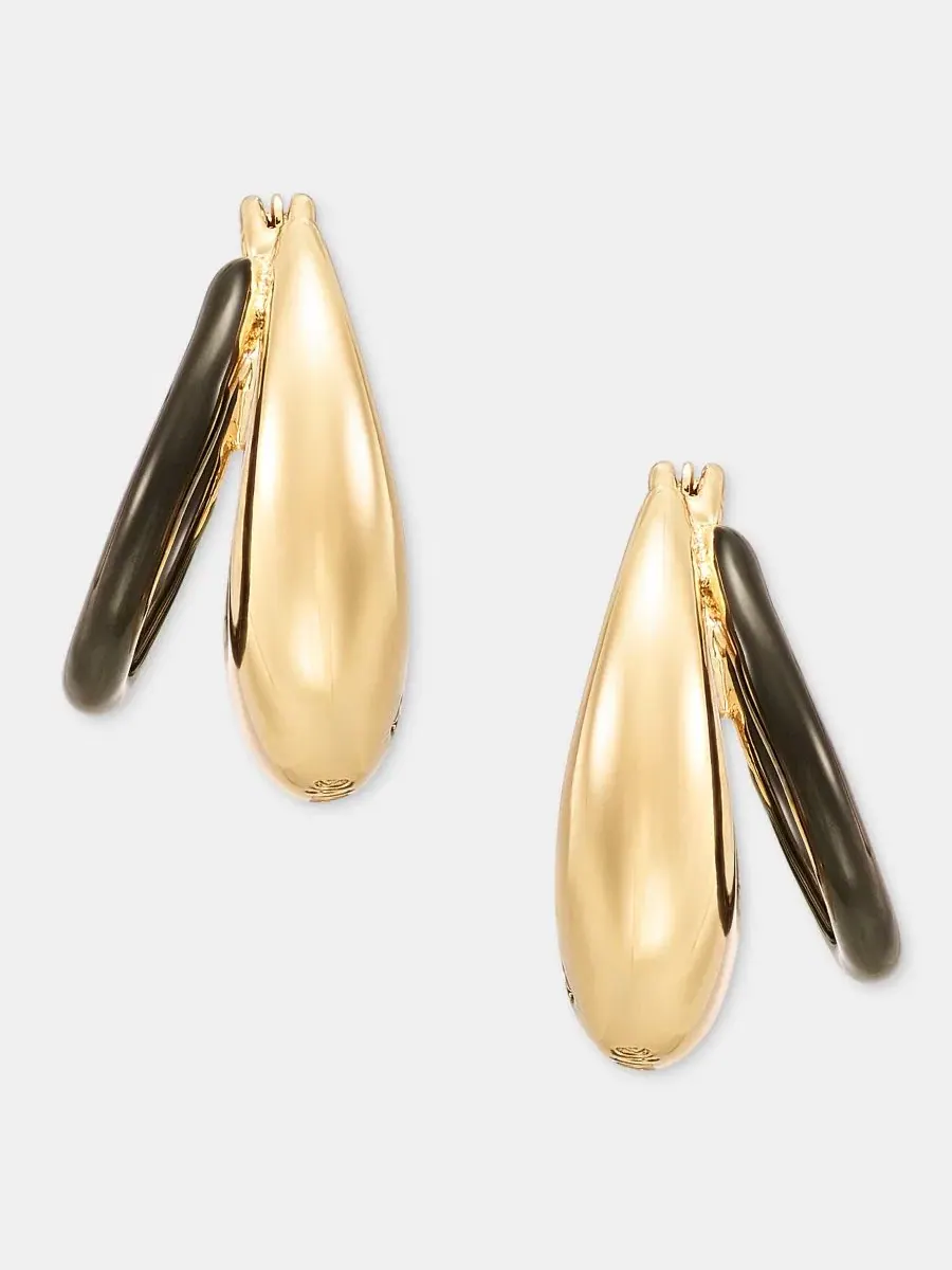 Серьги-пусеты с разрезом, модель Puffy Split-Hoop DKNY — изображение 1 из 4, оттенок черный
