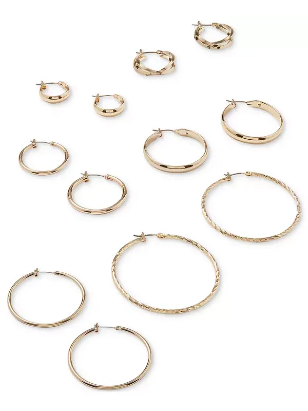 Серьги-Кольца серебристого фактурного тона, 2 дюйма Anne Klein — изображение 3 из 3, оттенок серебряный
