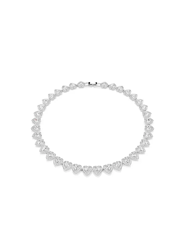 Теннисное ожерелье Ariana Grande x Swarovski с белым родиевым покрытием и разноцветными сердечками — изображение 1 из 4