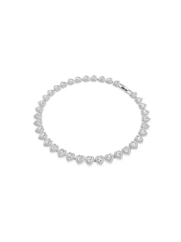 Теннисное ожерелье Ariana Grande x Swarovski с белым родиевым покрытием и разноцветными сердечками — изображение 2 из 4