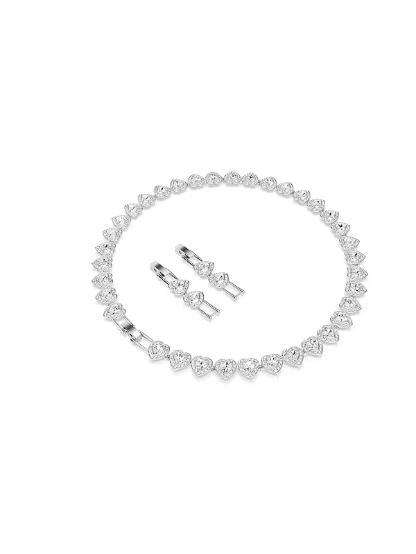 Теннисное ожерелье Ariana Grande x Swarovski с белым родиевым покрытием и разноцветными сердечками — изображение 4 из 4