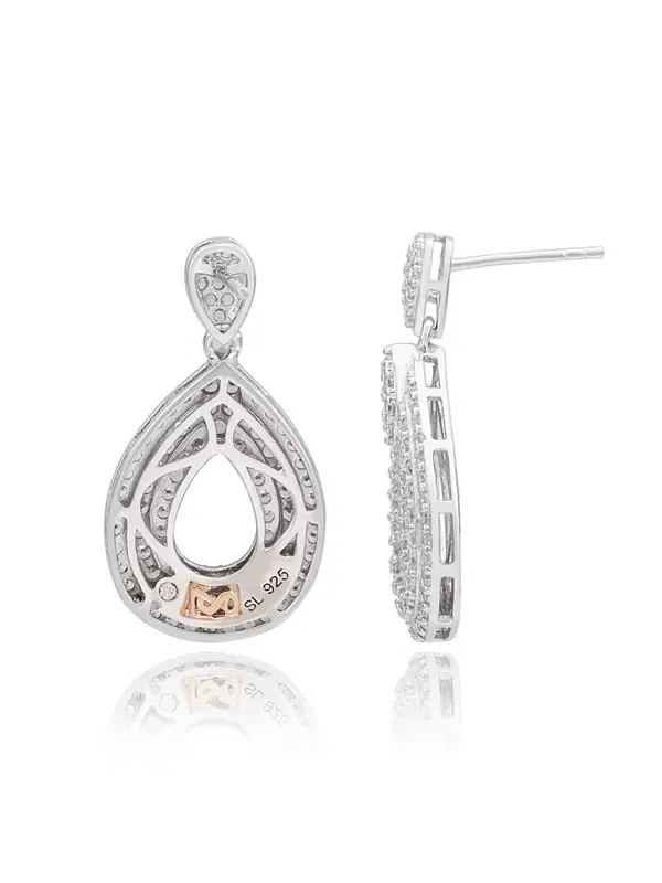 Серьги-Капли Suzy Levian из стерлингового серебра с тройным рядом кубических цирконий Suzy Levian — изображение 1 из 2
