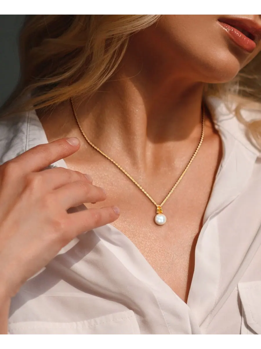 Кулон-подвеска из культивированного пресноводного жемчуга (8,5 мм), камень рождения, длиной 45 см — изображение 2 из 5