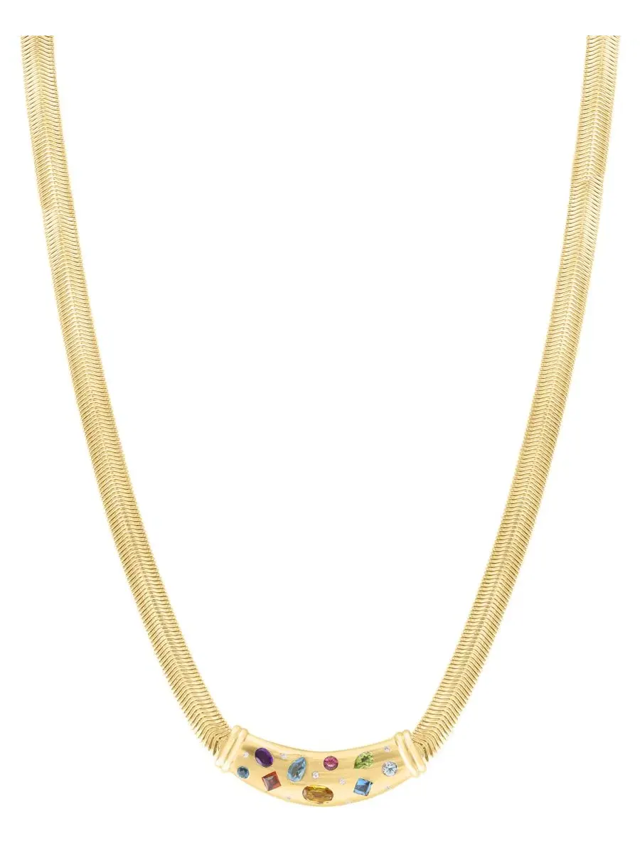 Ожерелье с мультигеммами и бриллиантом (1/20 ct. t.w.) EFFY Collection — изображение 1 из 4, оттенок желтый