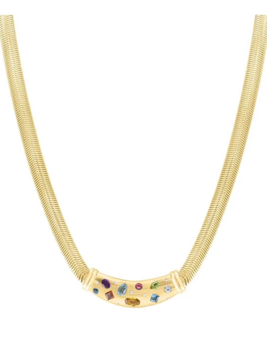 Ожерелье с мультигеммами и бриллиантом (1/20 ct. t.w.) EFFY Collection — изображение 2 из 4, оттенок желтый