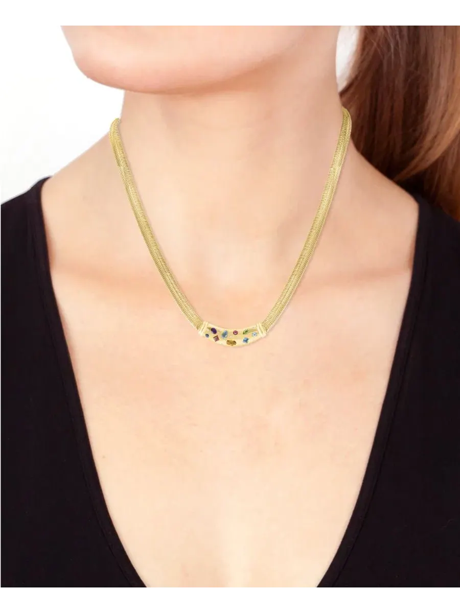 Ожерелье с мультигеммами и бриллиантом (1/20 ct. t.w.) EFFY Collection — изображение 3 из 4, оттенок желтый