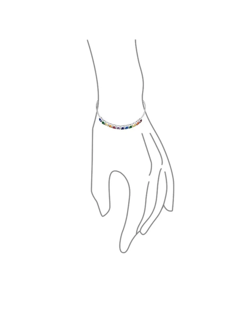Браслет-теннис боло из стерлингового серебра с кубическим цирконием Bling Jewelry — изображение 3 из 3, оттенок мульти
