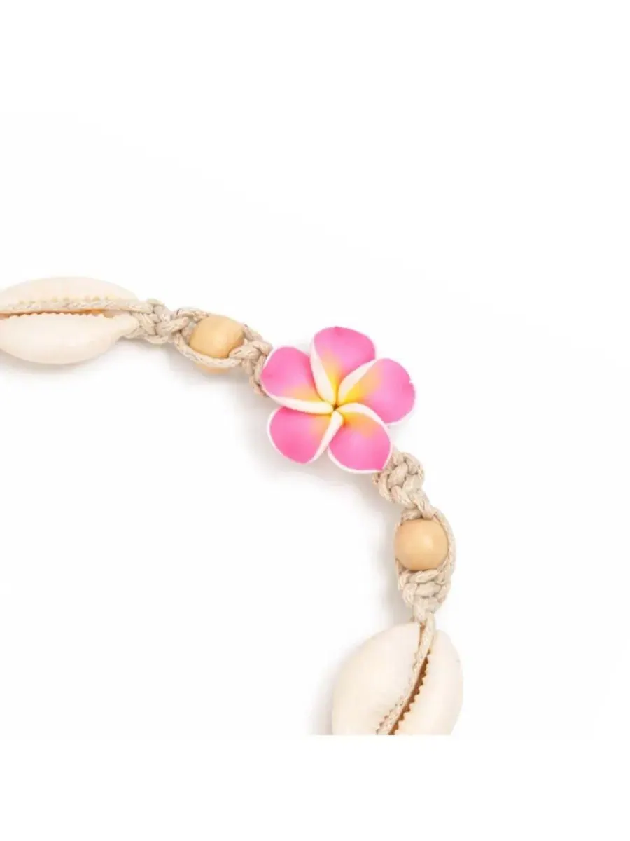 Женский браслет на щиколотку с бусинами в виде ракушек и цветов Rebl Jewelry — изображение 3 из 3, оттенок розовый