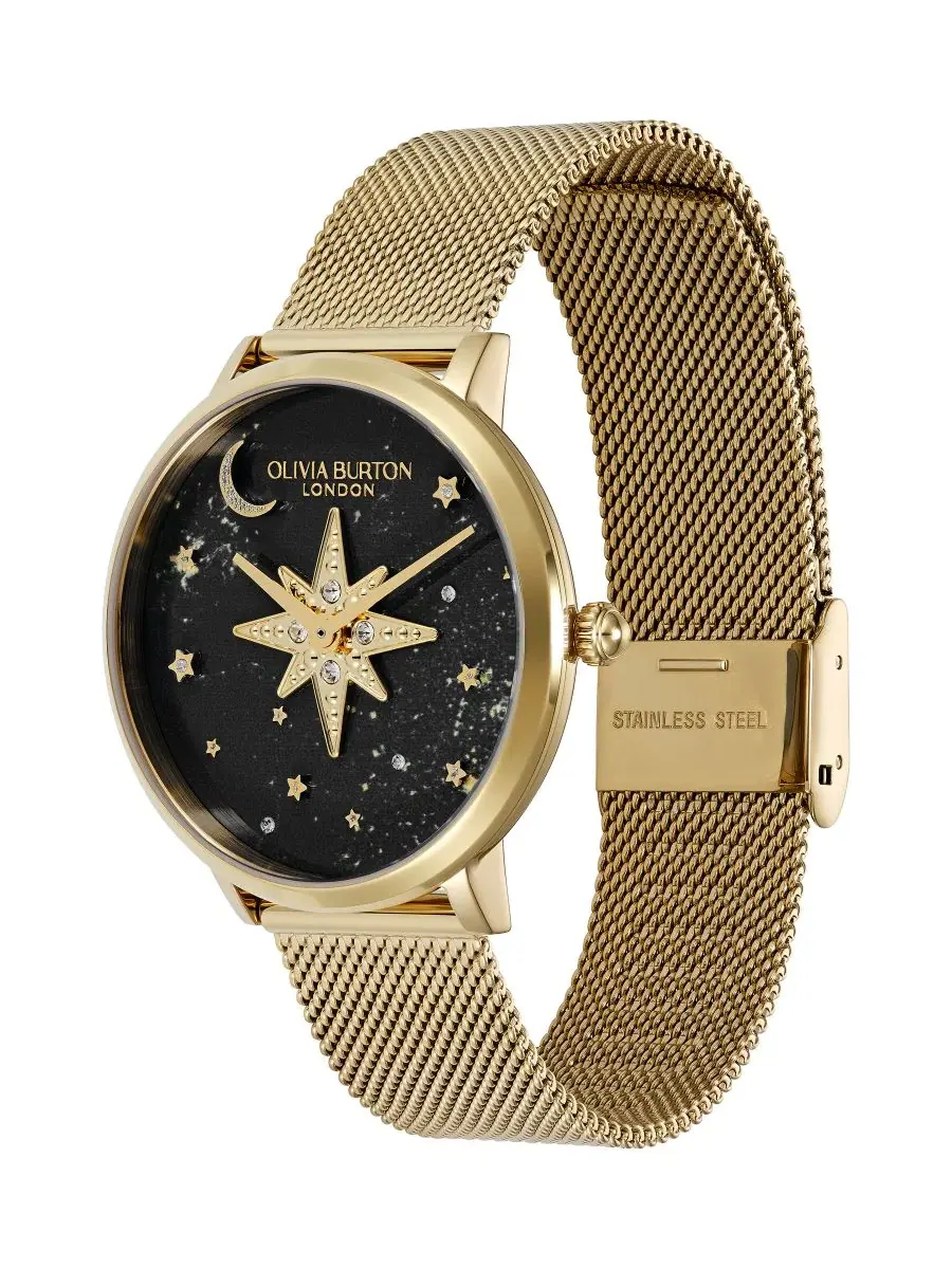 Женские часы Celestial Nova с золотистым стальным браслетом-сеткой, 35 мм Olivia Burton — изображение 3 из 6, оттенок золото