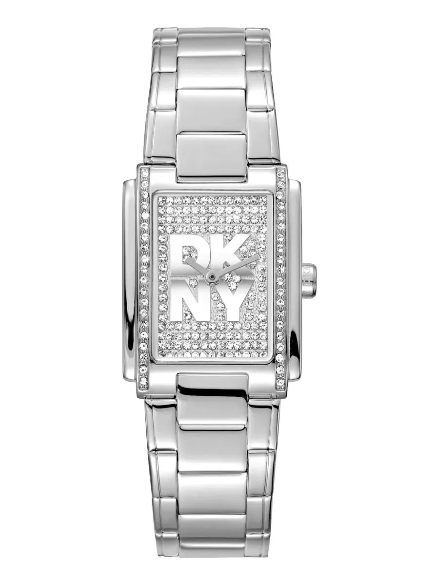 Женские часы DKNY с кристаллами на циферблате, 23 x 30 мм — изображение 1 из 3, оттенок серебряный