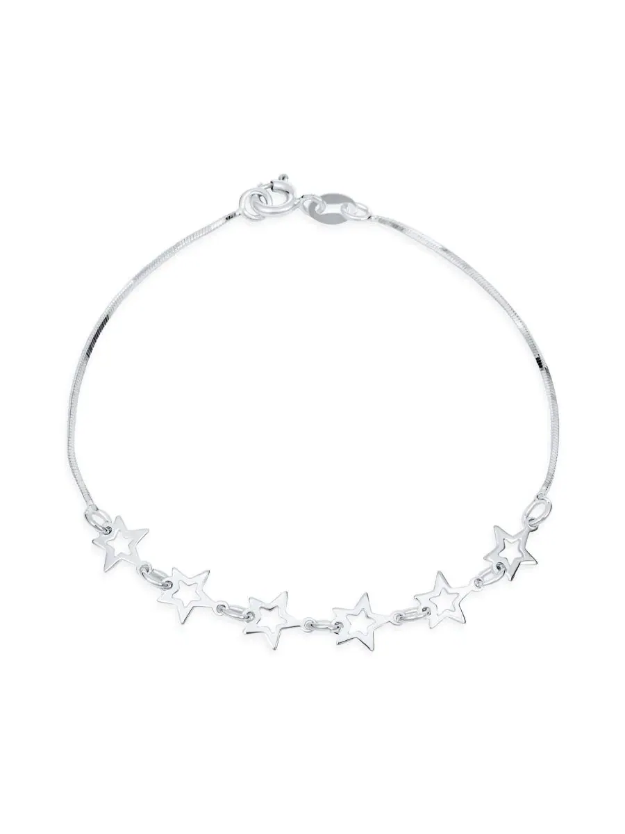 Браслет-цепочка с подвесками-звездами Dainty Celestial Open Star Multi Charm Bling Jewelry — изображение 1 из 4