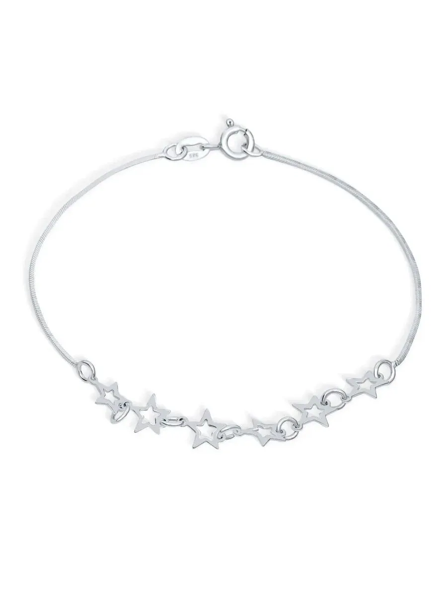 Браслет-цепочка с подвесками-звездами Dainty Celestial Open Star Multi Charm Bling Jewelry — изображение 2 из 4