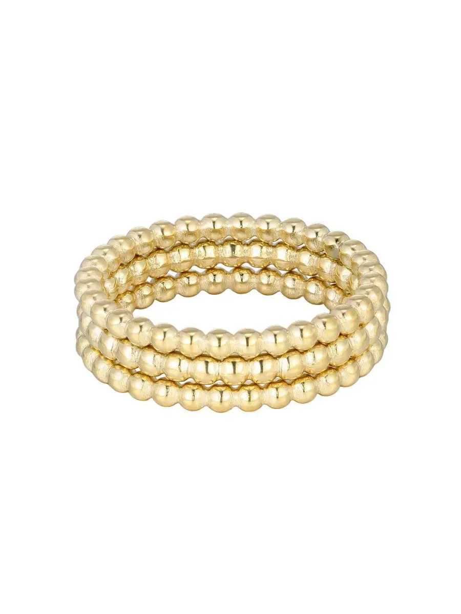 Комплект из трех колец с бусинами, 18k золотое покрытие ADORNIA — изображение 1 из 3