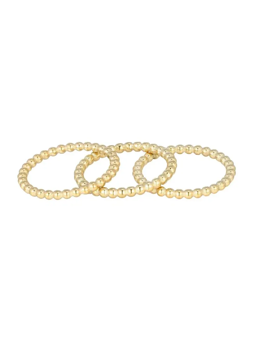 Комплект из трех колец с бусинами, 18k золотое покрытие ADORNIA — изображение 2 из 3