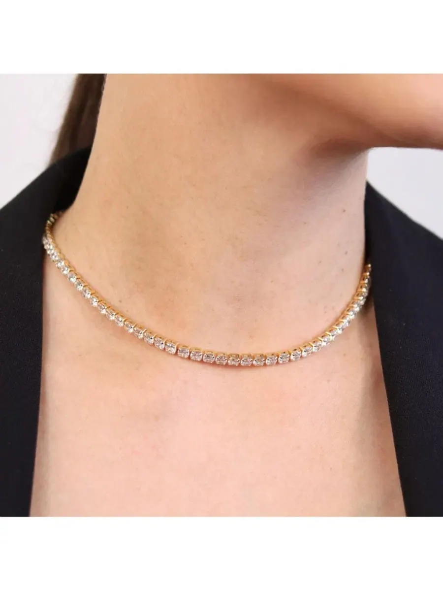 Колье-ошейник с кубическими циркониями, Classic Collar Necklace with CZ Round Prong Set Plated — изображение 4 из 4