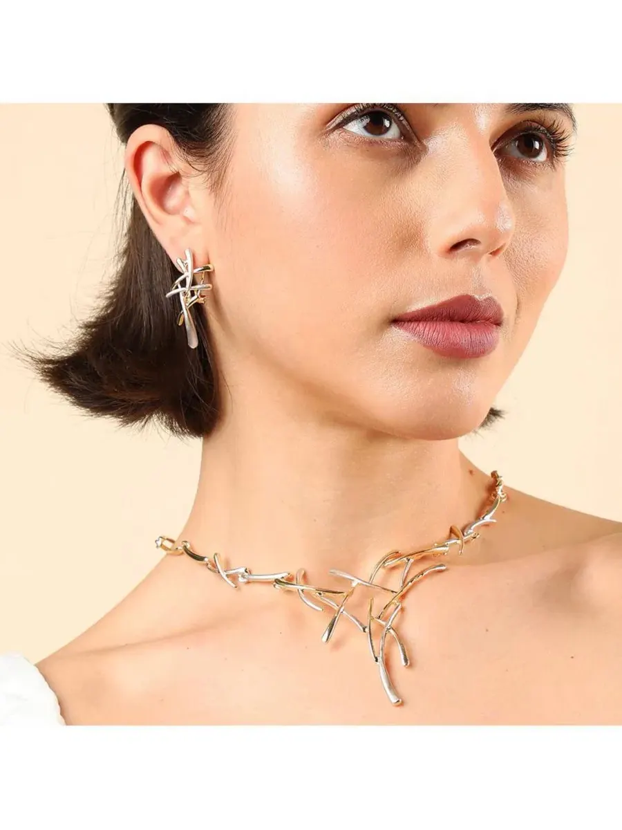 Ювелирный набор с камнями Gold Plated Stones Jewellery Set SOHI — изображение 4 из 5, оттенок золото