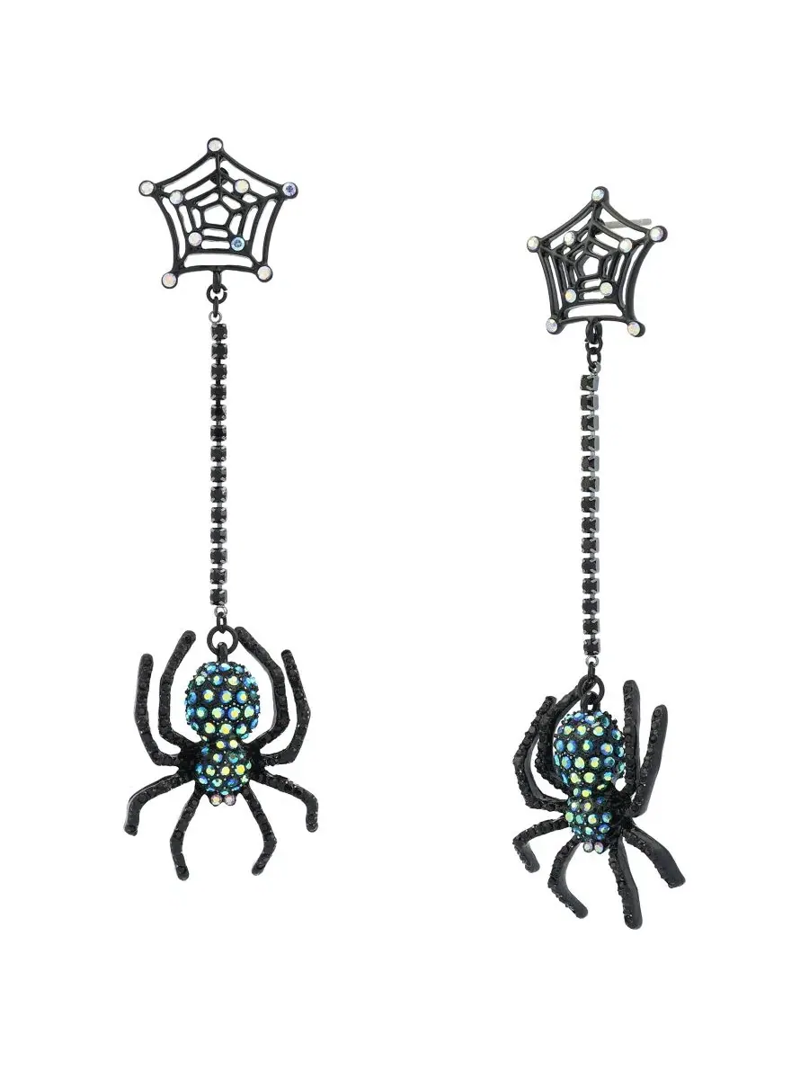Серьги-подвески с паутиной Faux-Stone Halloween Spiderweb Linear Earrings Betsey Johnson — изображение 1 из 4