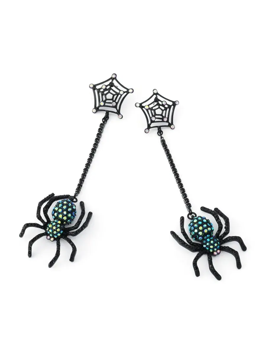 Серьги-подвески с паутиной Faux-Stone Halloween Spiderweb Linear Earrings Betsey Johnson — изображение 2 из 4