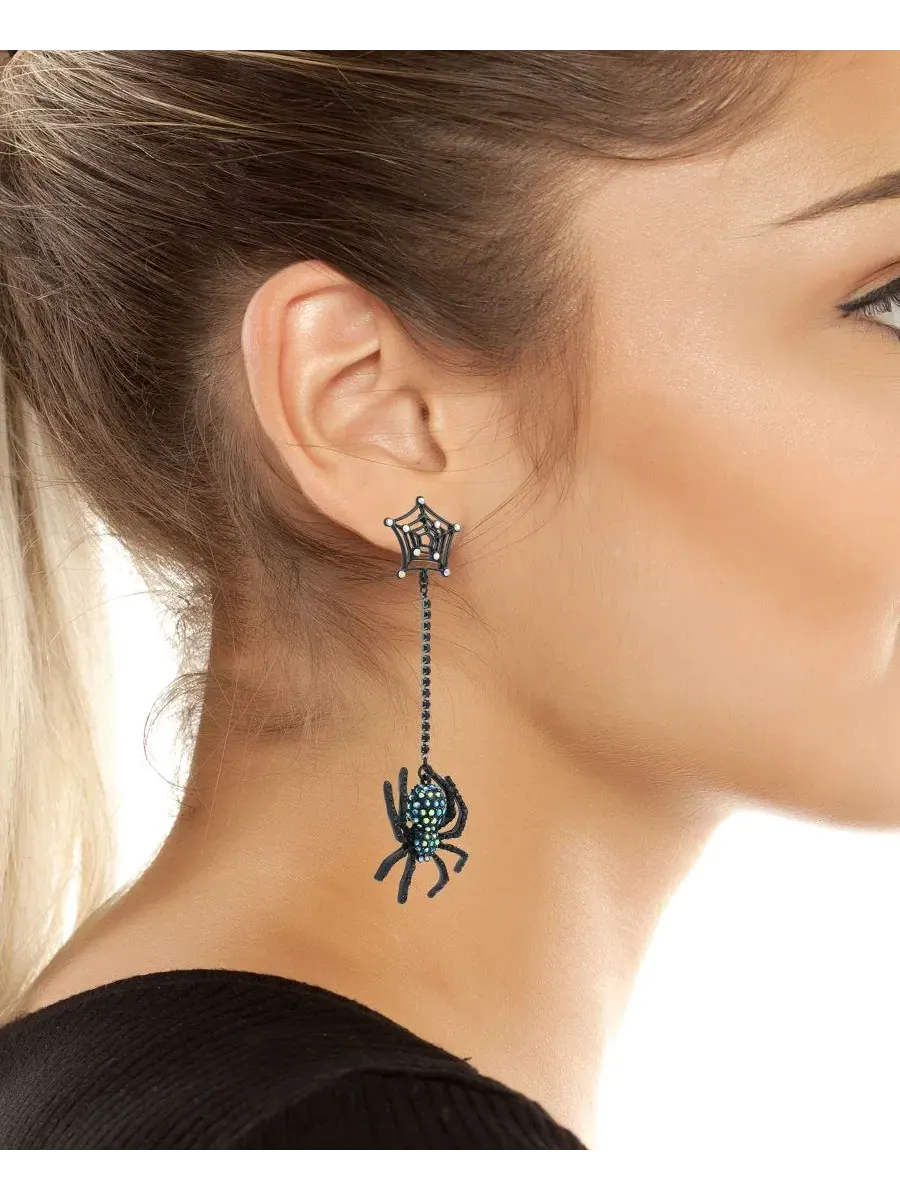 Серьги-подвески с паутиной Faux-Stone Halloween Spiderweb Linear Earrings Betsey Johnson — изображение 3 из 4