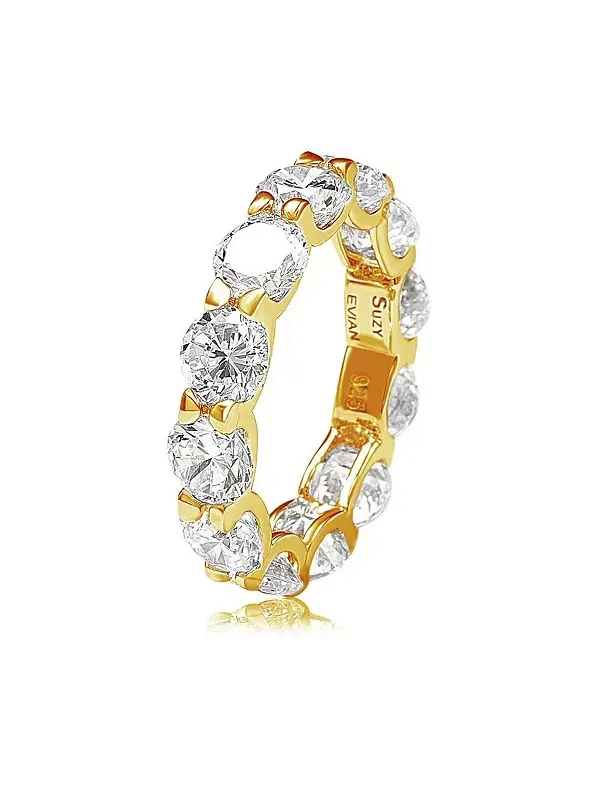 Кольцо Suzy Levian из стерлингового серебра с круглым U-образным кубическим цирконием Suzy Levian — изображение 1 из 3