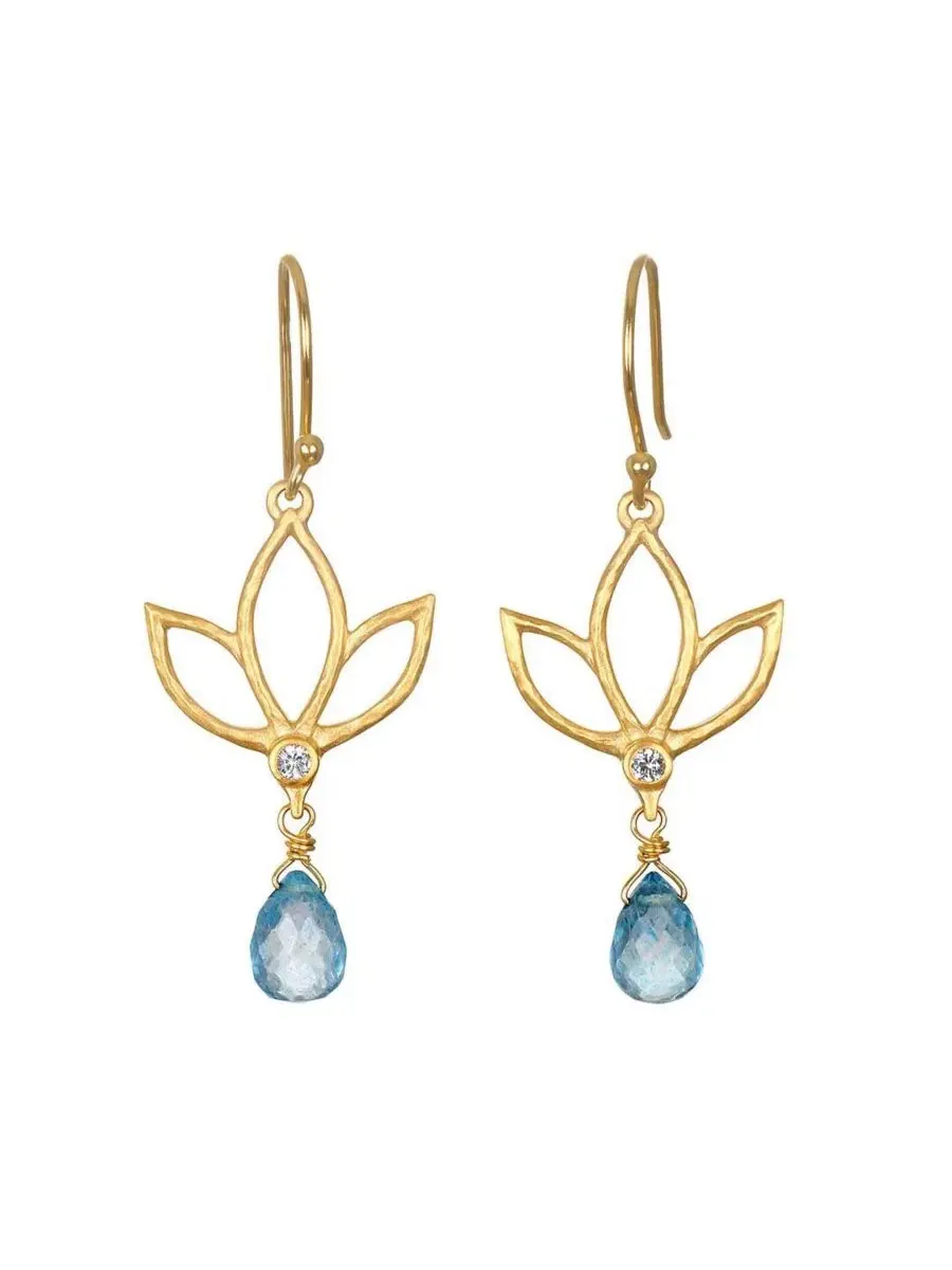 Серьги-подвески Ignite Renewal Topaz Lotus Drop Earrings Satya Jewelry — изображение 1 из 3, оттенок золото
