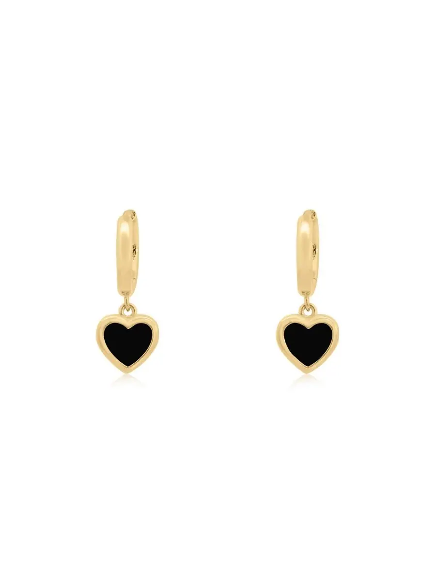 Серьги-подвески с сердцем из оникса Mini Onyx Heart Dangle Earrings The Lovery — изображение 3 из 3