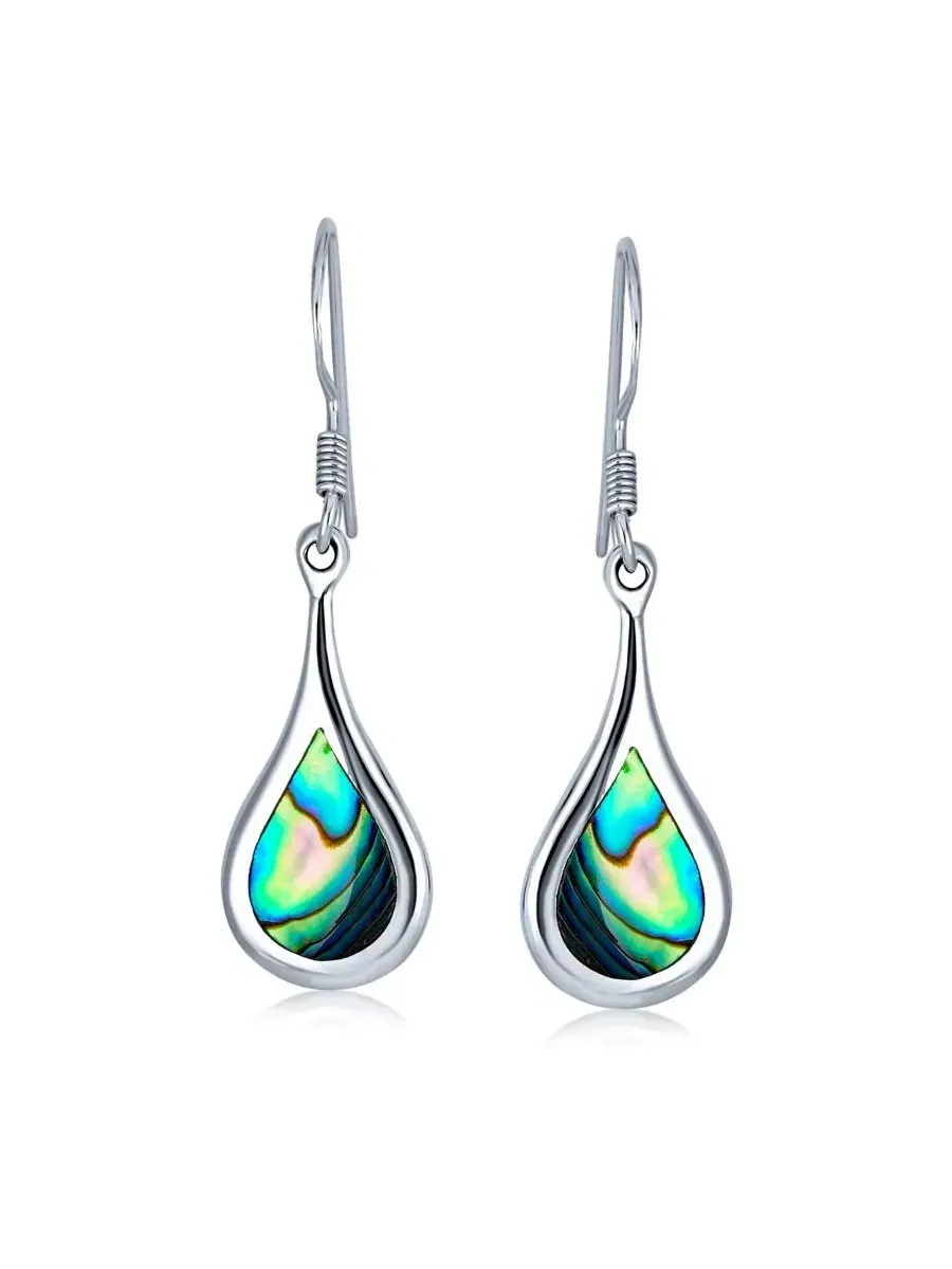 Серьги-подвески из перламутра абалон с эффектом хамелеона Bling Jewelry — изображение 2 из 4, оттенок серебристый