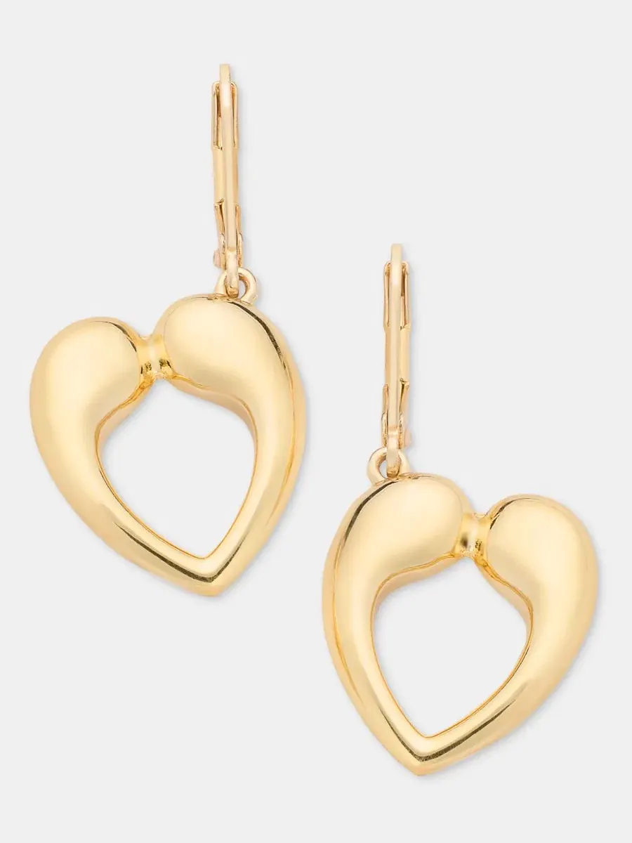 Серьги-подвески Puffy Open Heart Anne Klein — изображение 1 из 4, оттенок золото