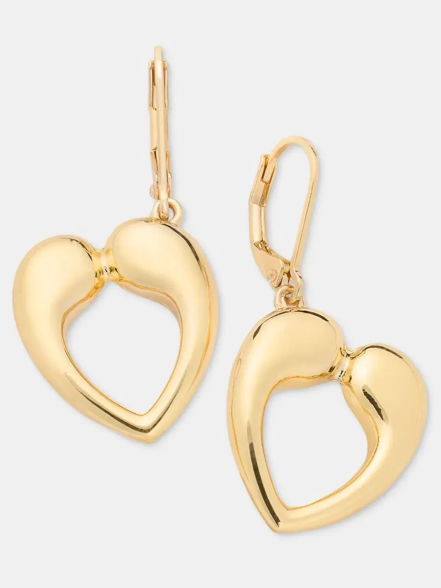 Серьги-подвески Puffy Open Heart Anne Klein — изображение 2 из 4, оттенок золото