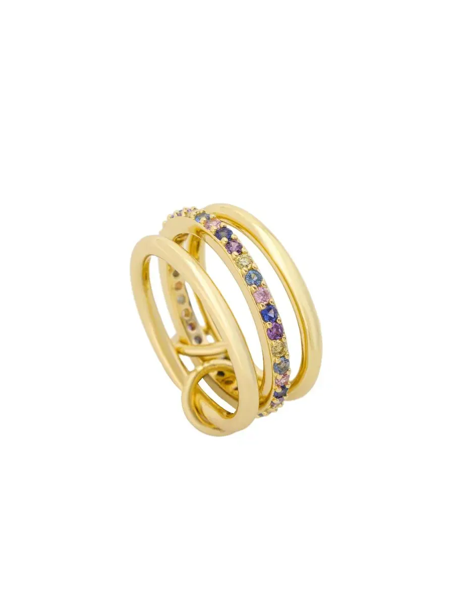 Кольцо-трио с кубическим цирконием, модель Trio Stacked Ring Unwritten — изображение 2 из 4, оттенок золото