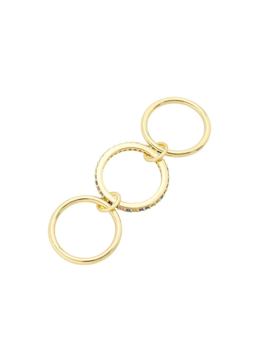 Кольцо-трио с кубическим цирконием, модель Trio Stacked Ring Unwritten — изображение 4 из 4, оттенок золото