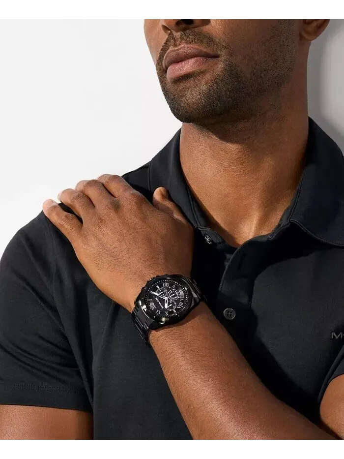 Мужские часы Alek с хронографом, черные, из нержавеющей стали, 44 мм Michael Kors — изображение 4 из 4, оттенок черный
