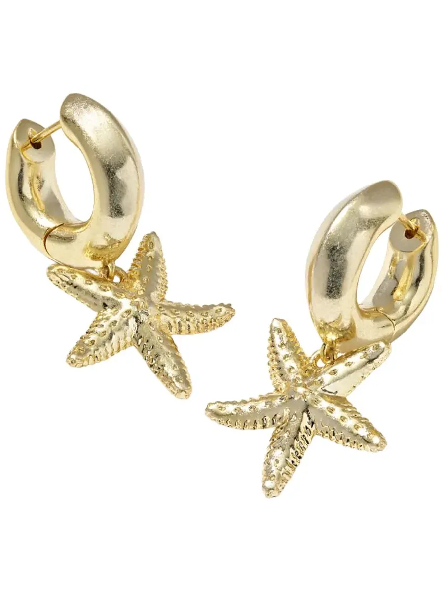 Серьги-кольца Parker Starfish с покрытием из 14-каратного золота Kendra Scott — изображение 1 из 4, оттенок золото