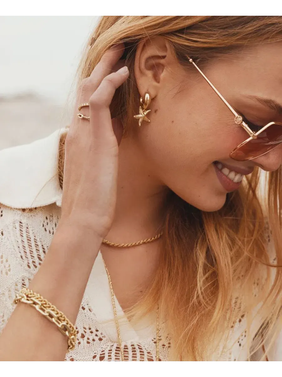 Серьги-кольца Parker Starfish с покрытием из 14-каратного золота Kendra Scott — изображение 3 из 4, оттенок золото