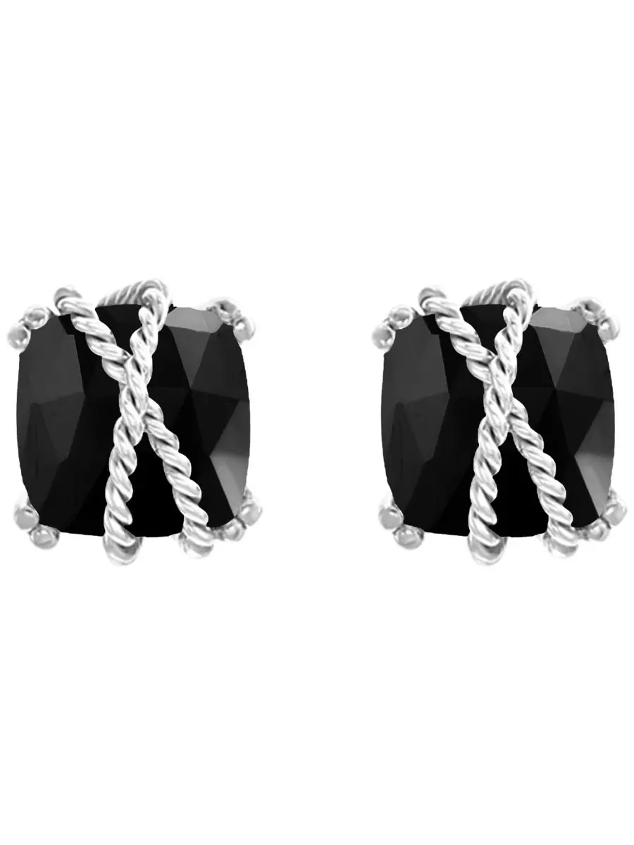 Серьги с ониксом в оправе из стерлингового серебра Effy Collection — изображение 3 из 3, оттенок серебряный