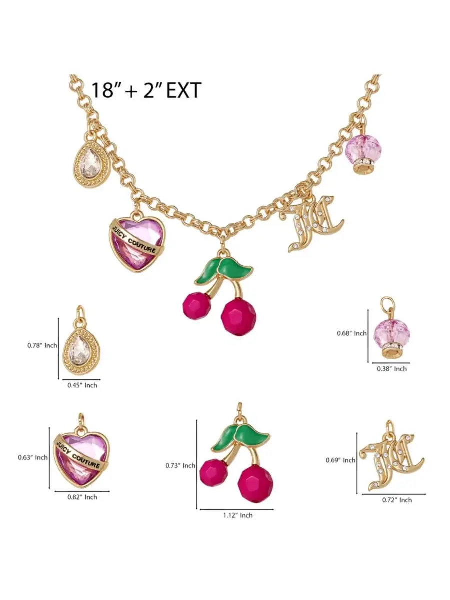 Колье с подвеской в виде вишни - 18 + 5 см Juicy Couture — изображение 4 из 6, оттенок золото