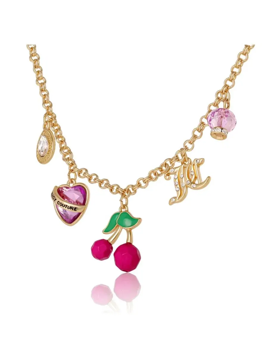 Колье с подвеской в виде вишни - 18 + 5 см Juicy Couture — изображение 5 из 6, оттенок золото