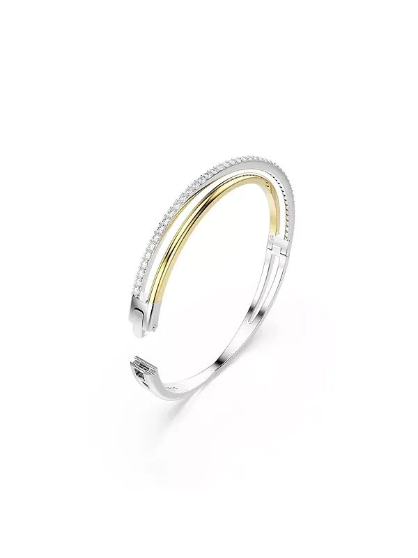 Круглый браслет-гипербола из белого смешанного металла Swarovski — изображение 3 из 4, оттенок золотистый/серебристый