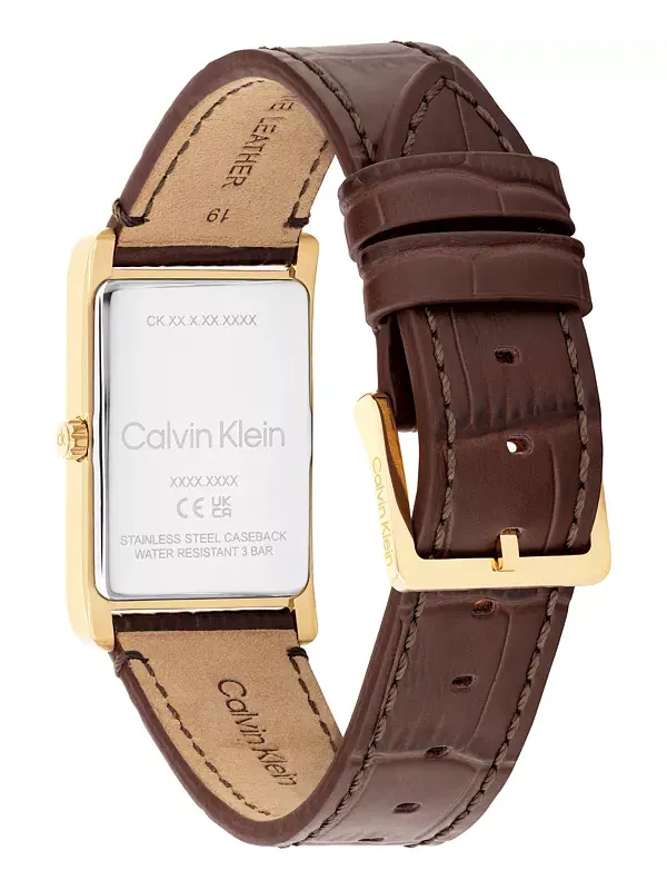Элегантные мужские часы с коричневым кожаным ремешком, 24 мм Calvin Klein — изображение 2 из 4, оттенок коричневый