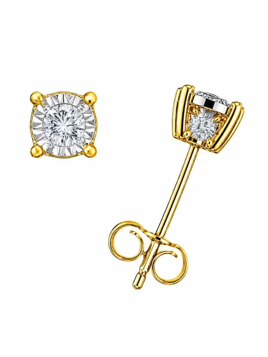 Серьги-пусеты с бриллиантами, 3/8 ct. t.w. — золотистый