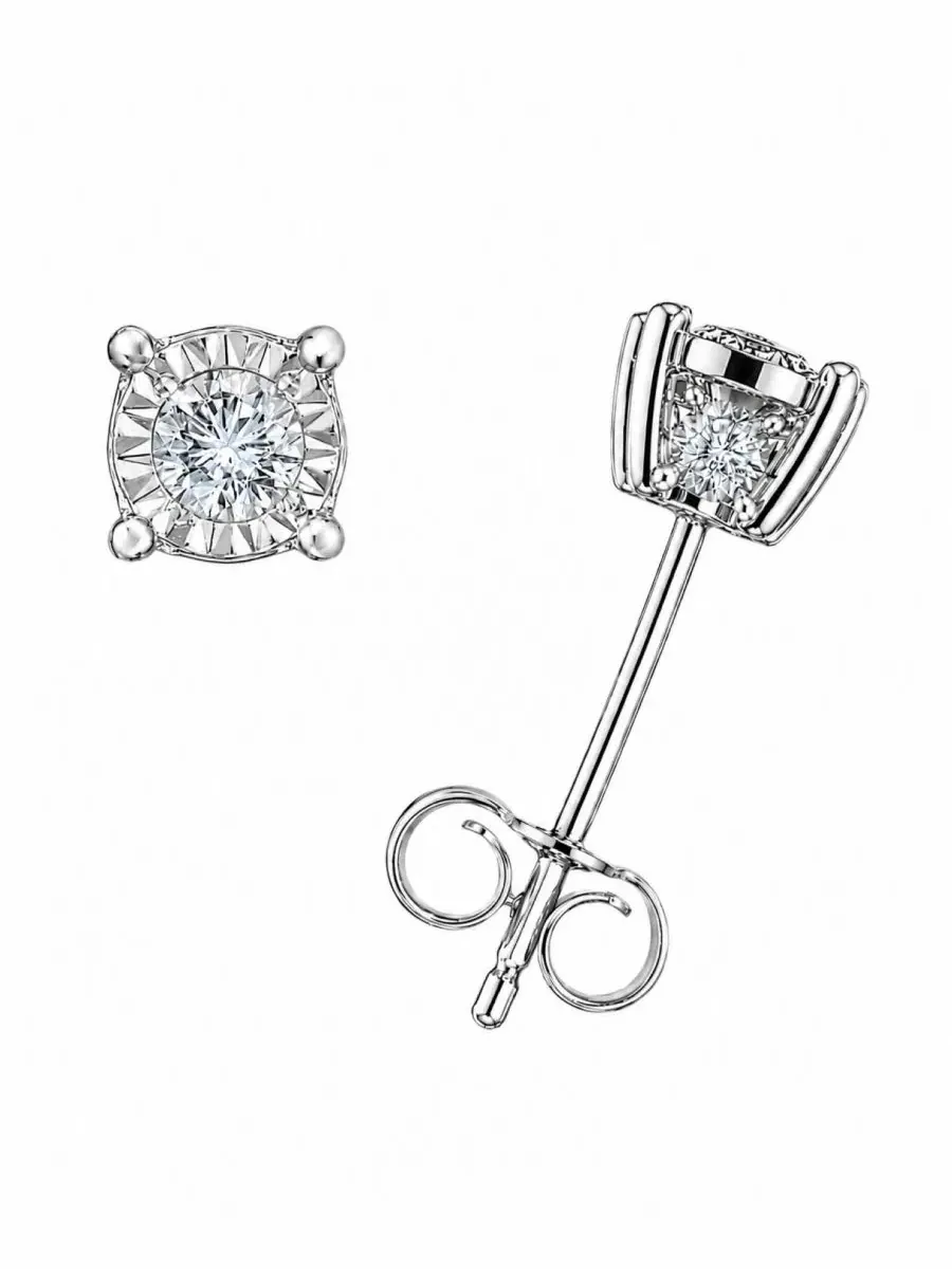 Серьги-пусеты с бриллиантами, модель Diamond Stud Earrings TruMiracle — серебристый