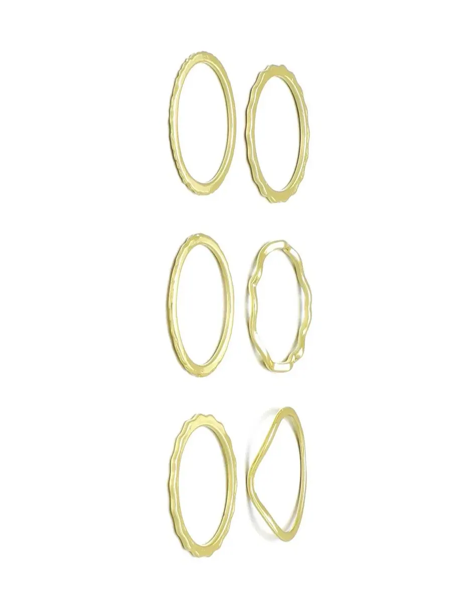 Набор из 6 колец с волнистым дизайном, 14k золотое покрытие ADORNIA — изображение 2 из 3