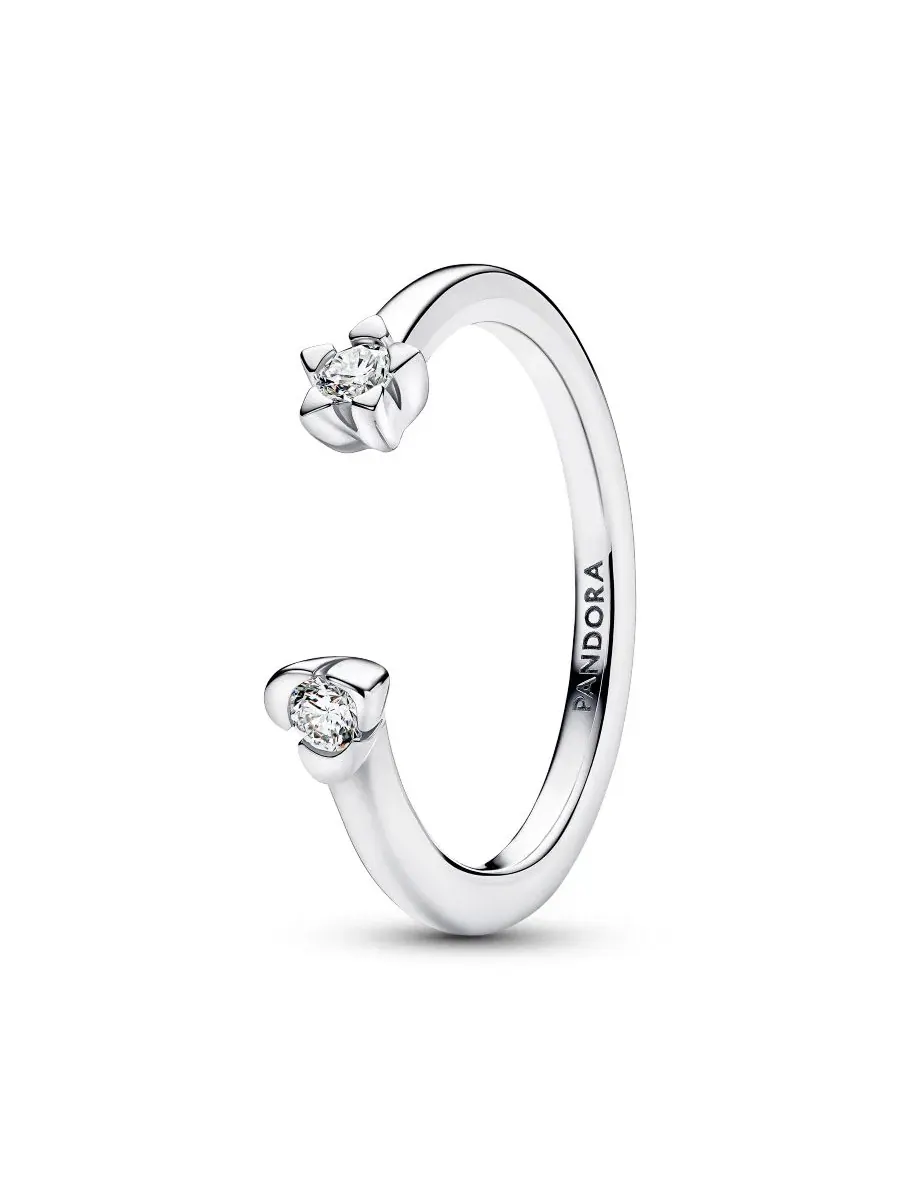 Кольцо открытое Talisman Sterling Silver Lab-Grown Diamond Heart Star Open Ring Pandora — изображение 1 из 3