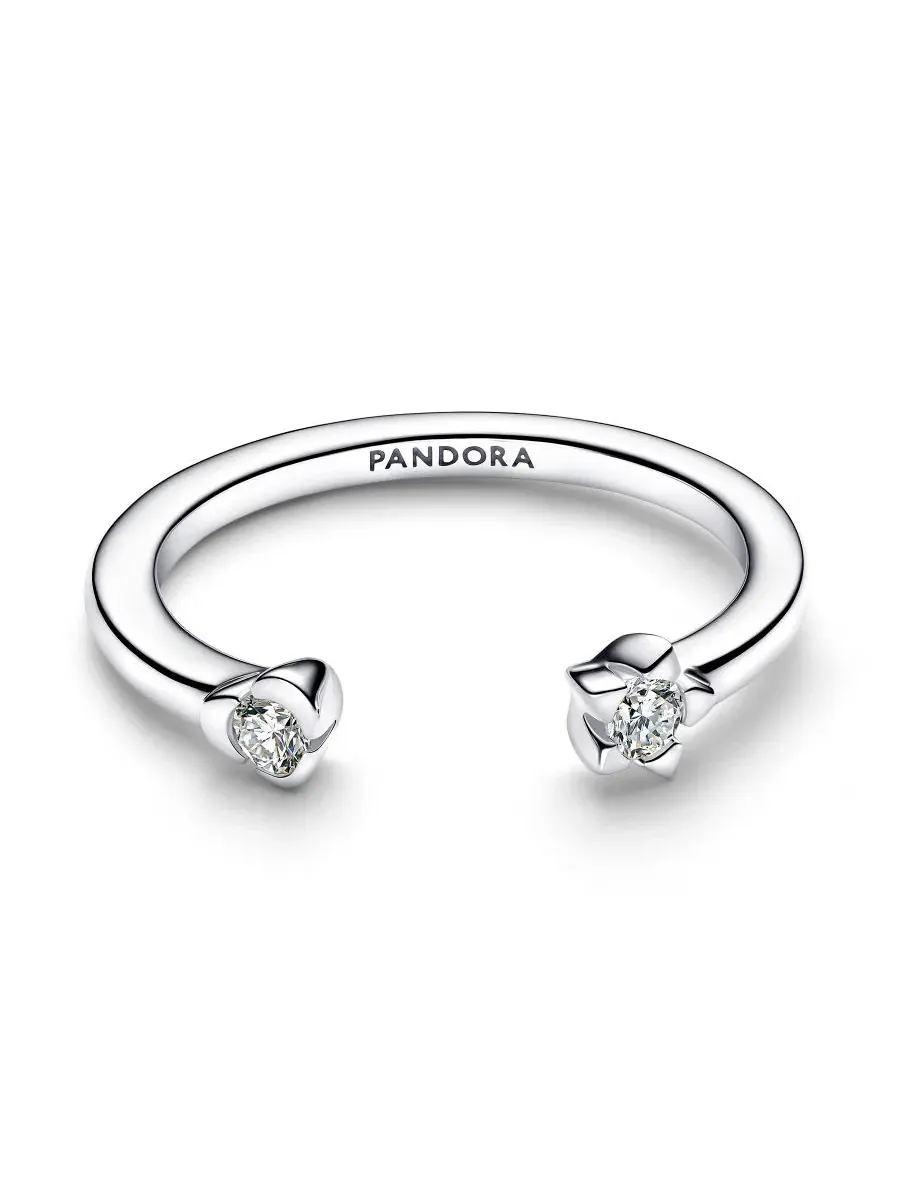 Кольцо открытое Talisman Sterling Silver Lab-Grown Diamond Heart Star Open Ring Pandora — изображение 2 из 3