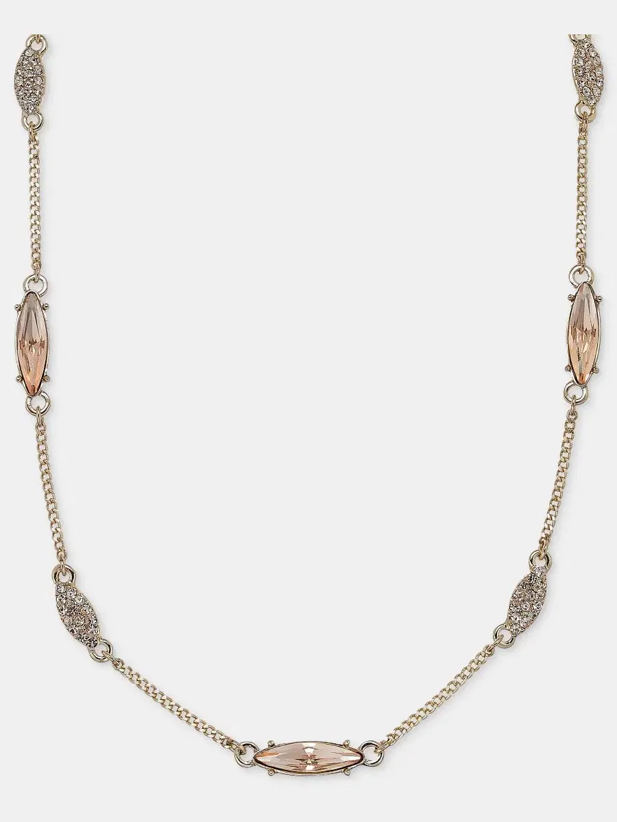 Колье с кристаллами Crystal Station Collar, 40 см + удлинитель 8 см Givenchy — изображение 1 из 4, оттенок темный розовый