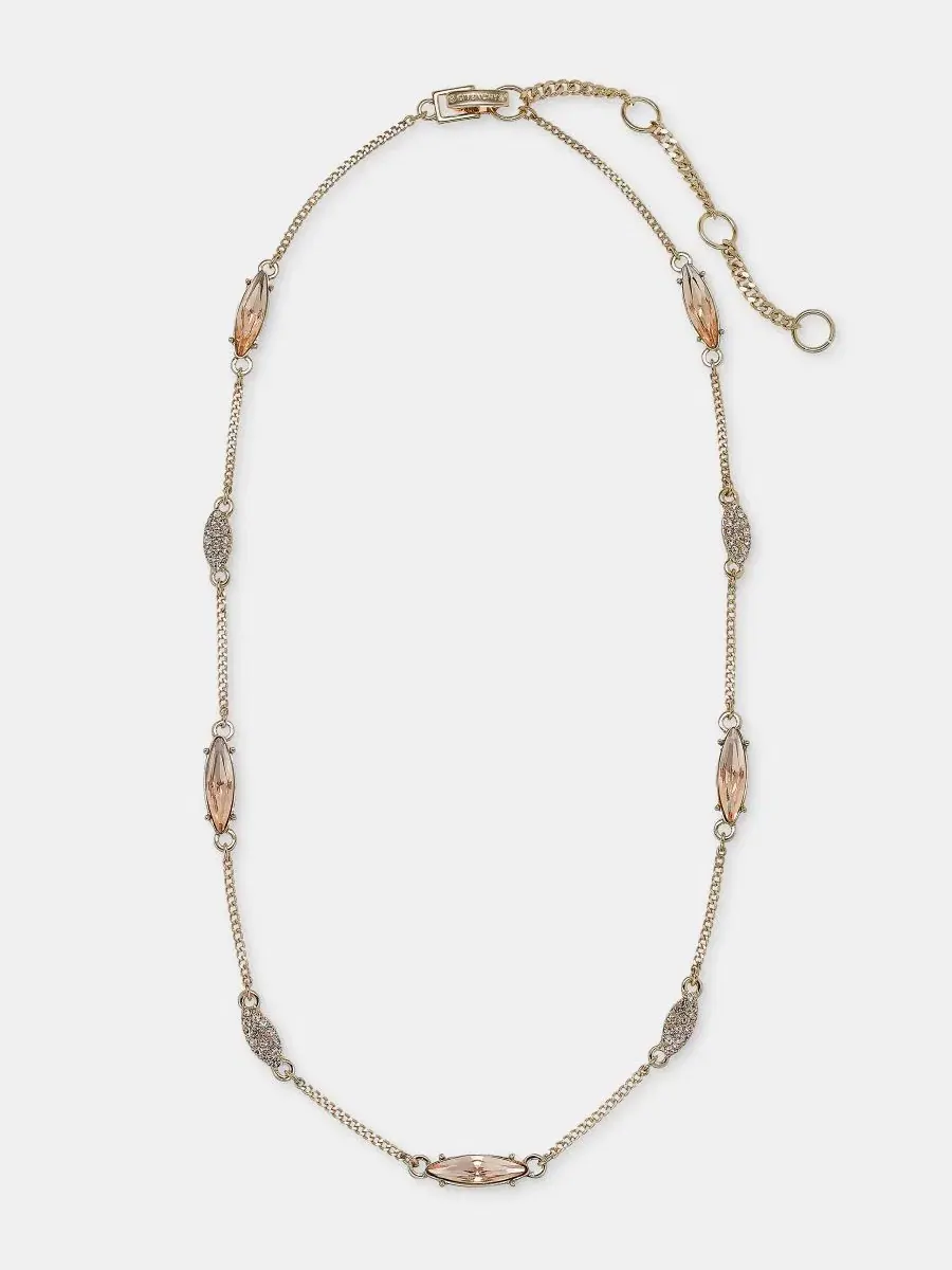 Колье с кристаллами Crystal Station Collar, 40 см + удлинитель 8 см Givenchy — изображение 2 из 4, оттенок темный розовый