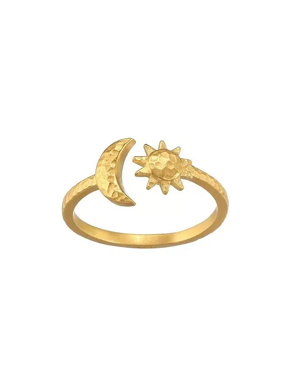 Регулируемое кольцо с подсветкой в виде луны и солнца Satya Jewelry — изображение 1 из 2, оттенок золото